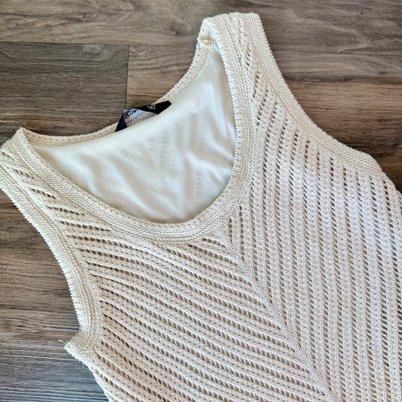 NWT Simply Vera Chevron Crochet Knit Tank Top Cream Size XS - Picture 3 of 14